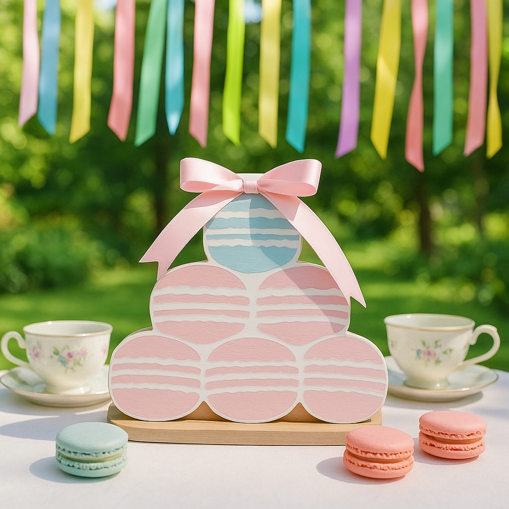 Pink Ribbon Macaron Wood Decor - Picture 3 of 3